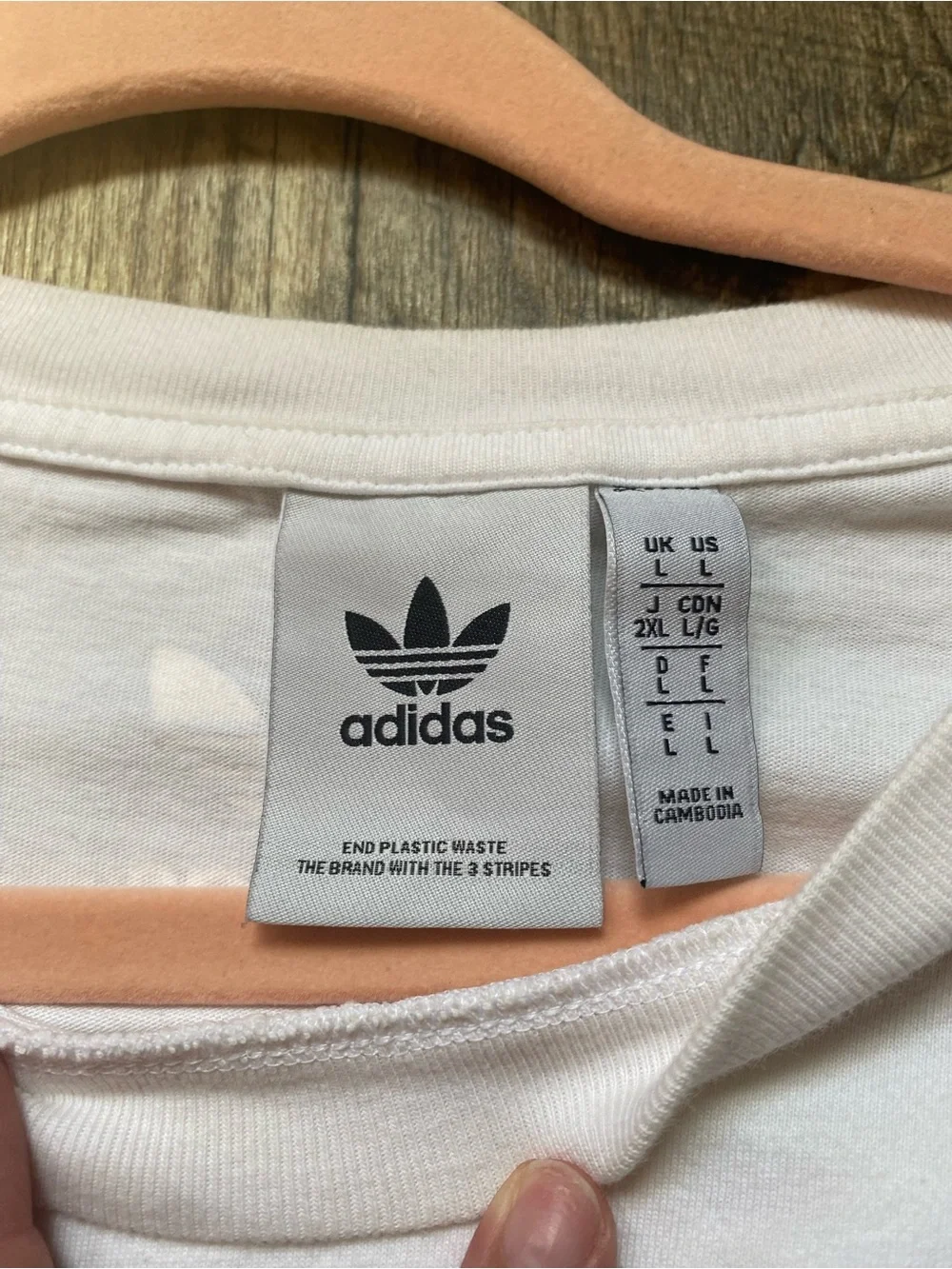 adidas White Tee with Multicolor Trefoil Print - Picture 2 of 3